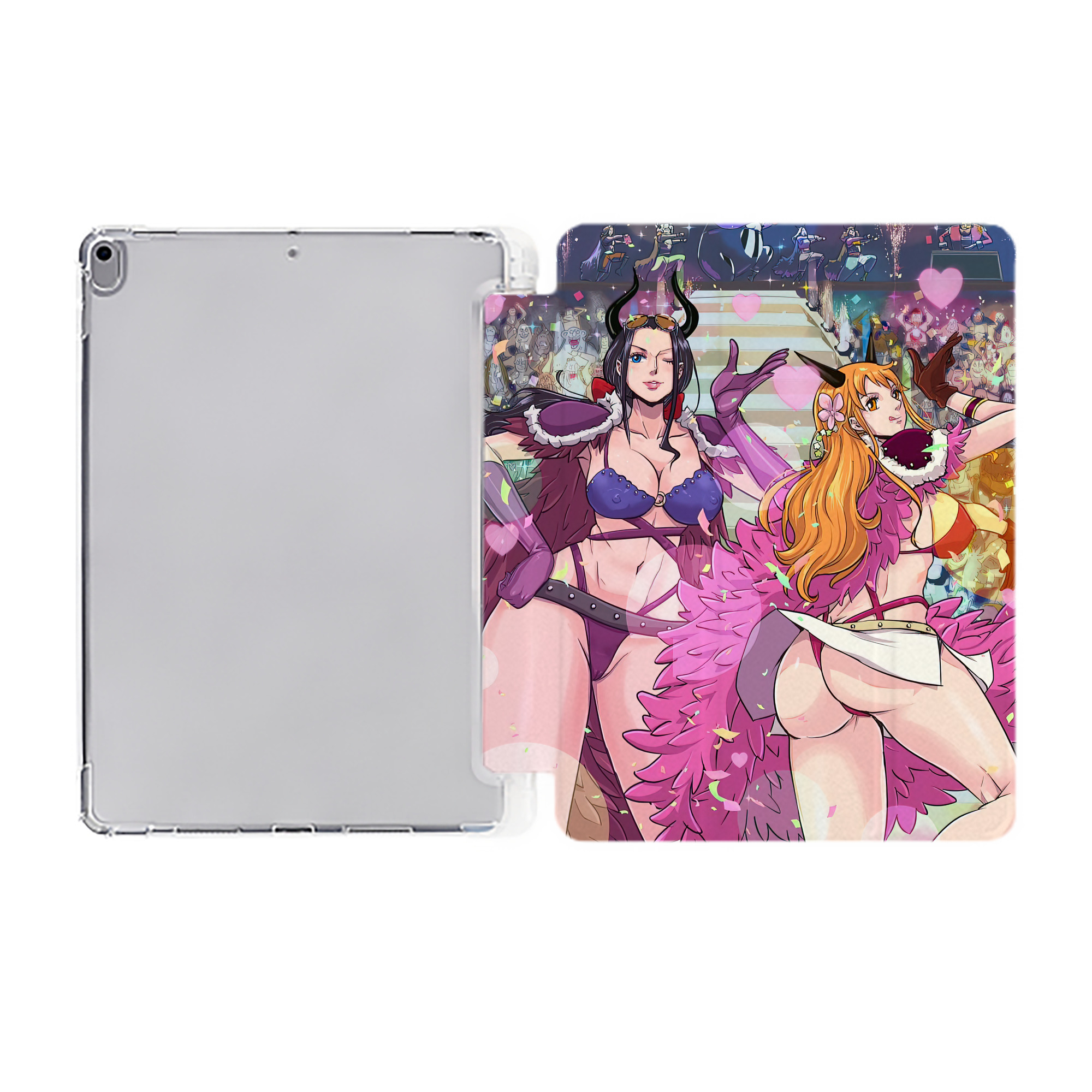 （画像用） ワンピース ONE PIECE IPad ケース ペン収納付き 三つ折りスタンド PUレザー×シリコン 対応機種9.5/10.5/10.9インチ